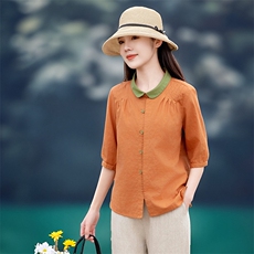 2026年春季女短袖宽松常规，女装衬衫，江南依恋