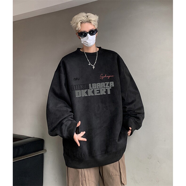 抖音得物供货提供视频秋冬重磅美式麂皮绒圆领卫衣JY339，男装卫衣，电商A486