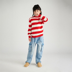 羊毛时尚条纹儿童羊毛衫男女童保暖秋冬季新款，童装儿童羊毛衫，鑫贝羊绒