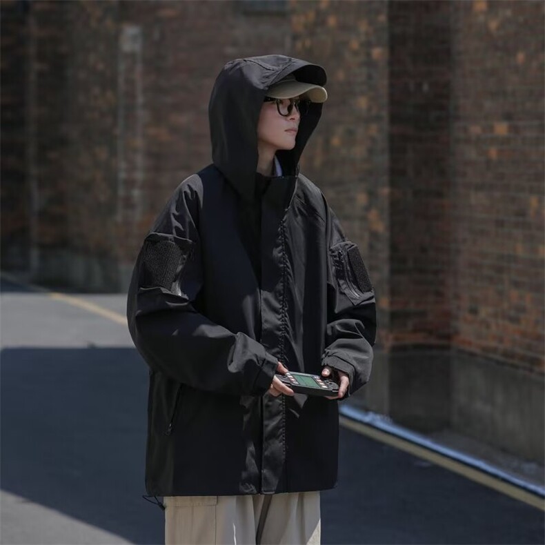 美式潮牌户外连帽冲锋衣外套男女春秋宽松夹克登山服JK118-P55,男装夹克,星座1001-1