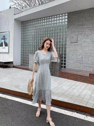 花色韩味连衣裙夏季，女装连衣裙，阿爆