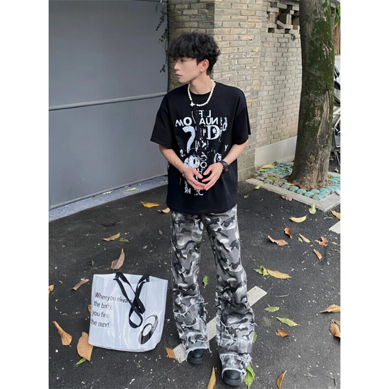 【有货】迷彩工装裤男款直筒宽松破坏感帆布裤子N0089CC-特P55,男装工装外套,星座1007（原301D）