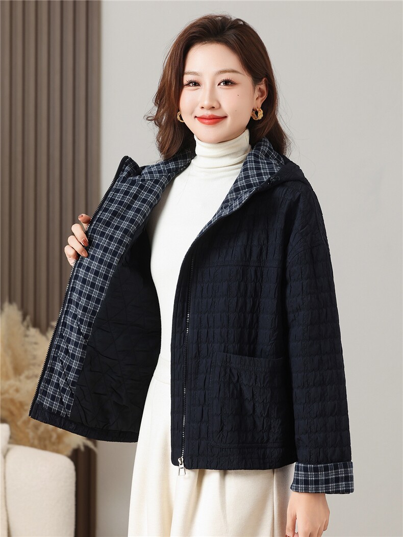 棉外套女冬季加厚夹棉保暖简约时尚连帽棉衣,女装棉衣/棉服,曼沙奕珂