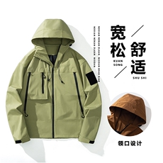 情侣户外防水夹克男机能风工装袋外套冲锋衣J91-P45小牛津，男装夹克，星座1403A