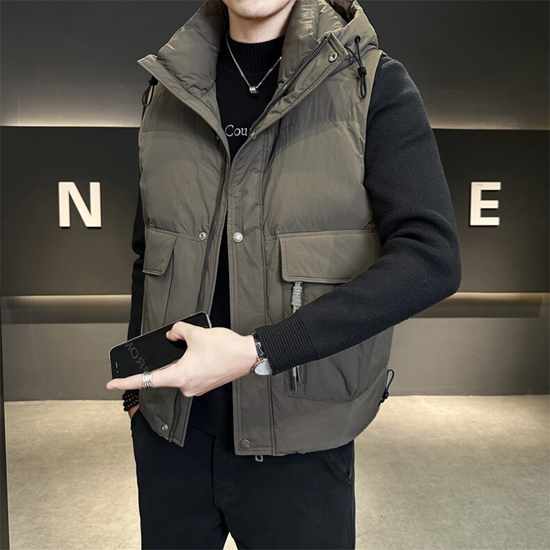 短款连帽马健男休闲日系面包服保暖外套马甲背心M8082-P130,男装背心/马甲,电商A237