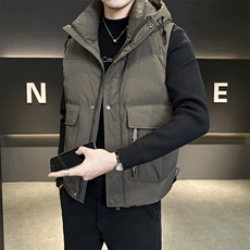 短款连帽马健男休闲日系面包服保暖外套马甲背心M8082-P130，男装背心/马甲，电商A237