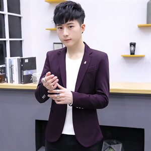 男士外套新款2021韩版休闲小西装男修身潮流帅气男装西服图片
