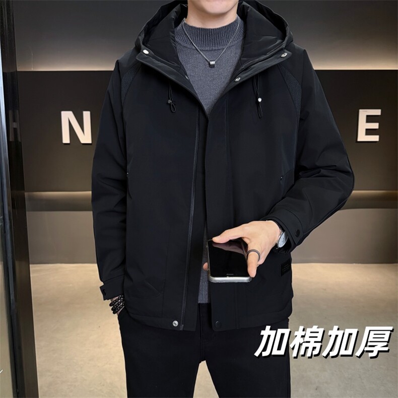 加棉加厚男士秋冬新款连帽青年简约休闲保暖夹克外套NM826-P110,男装夹克,星座310B-3