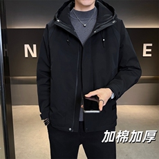 加棉加厚男士秋冬新款连帽青年简约休闲保暖夹克外套NM826-P110，男装夹克，星座310B-3