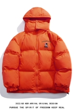 白底23冬季时尚百搭宽松字母印花潮流连帽棉服外套MY213P115控158，男装棉衣，电商A247-1