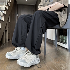 休闲裤男韩版潮流百搭裤子夏季薄款坠感阔腿拖地长裤K02845-P35，男装休闲裤，星座308B-2