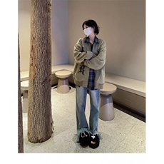 卡其色羽绒服女复古牛角扣派克服冬季2025年新款加厚韩系棉袄外套，男装羽绒服，星座506A