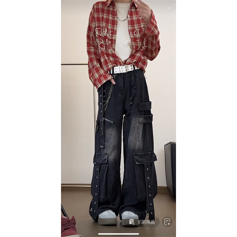 宽松工装牛仔裤男女同款长裤A55-P75图片