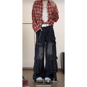 宽松工装牛仔裤男女同款长裤A55-P75图片