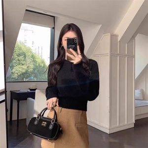 女士高腰打底圆领羊毛衫羊毛图片
