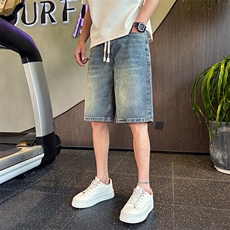 2025新款水洗牛仔短裤男士复古宽松休闲夏季五分裤男901N03P48，男装牛仔裤，星座901