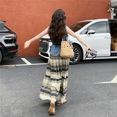 2026夏季显瘦气质牛仔马甲印花半身裙套装裙超好看穿搭一整套，女装套装/套裙，冬木谷雨