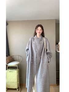 气质灰色羊毛呢子大衣2025新款毛呢外套赫本风高级感861p115k188图片