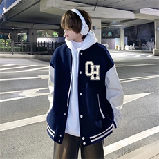 抖音得物高品质全棉380克潮立领棒球服开衫印花卫衣外套ACM1203，女装短外套，电商A443