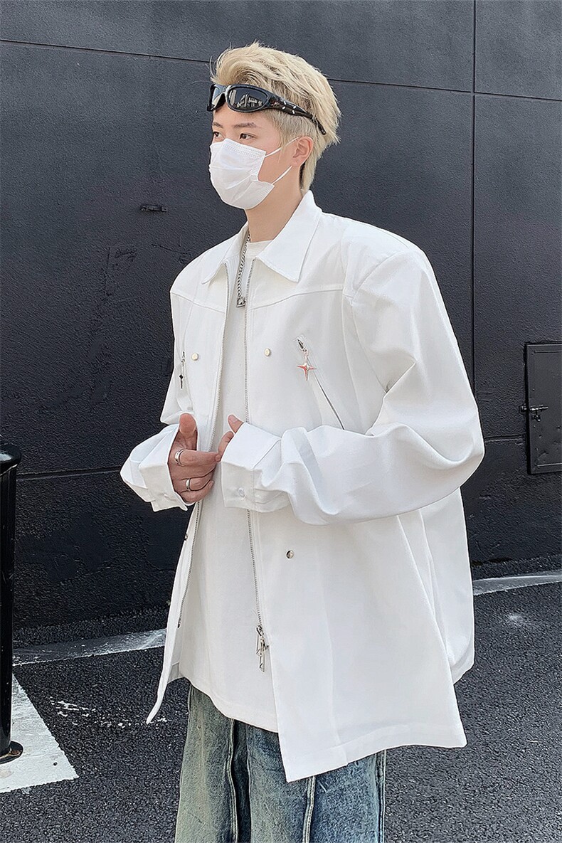 男装衬衫24春季小众金属设计衬衫韩版长袖衬衣XZ514-2-202417-P78,男装衬衫,星座514-2(原B239)