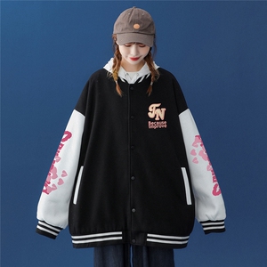 2022春季新品韩版JN印花宽松夹克情侣棒球服外套 G93 P65控88图片