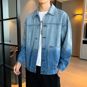 男士2021春秋新款牛仔外套青少年休闲时尚夹克秋装DF12T图片
