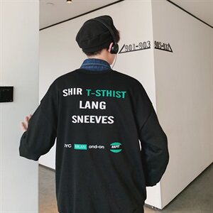 20秋装港风大码潮流韩版宽松情侣装印花圆领卫衣上衣潮WY909图片