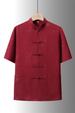 夏季风唐装中年短袖衬衫套装男士太极服宽松套装TR88606-P115，男装衬衫，星座1105-3