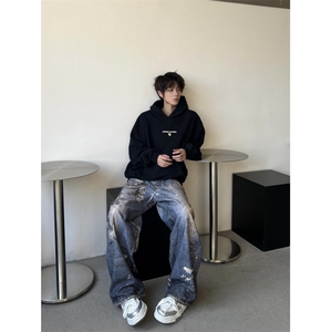 【有货】cleanfit蓝色链条牛仔裤美式复古高街裤子N0091LL-特P70