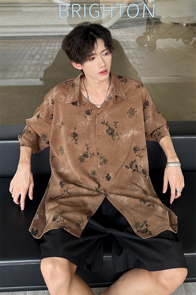 现货潮男单品两色花衬衫A071-T18-P38,男装衬衫,电商A071
