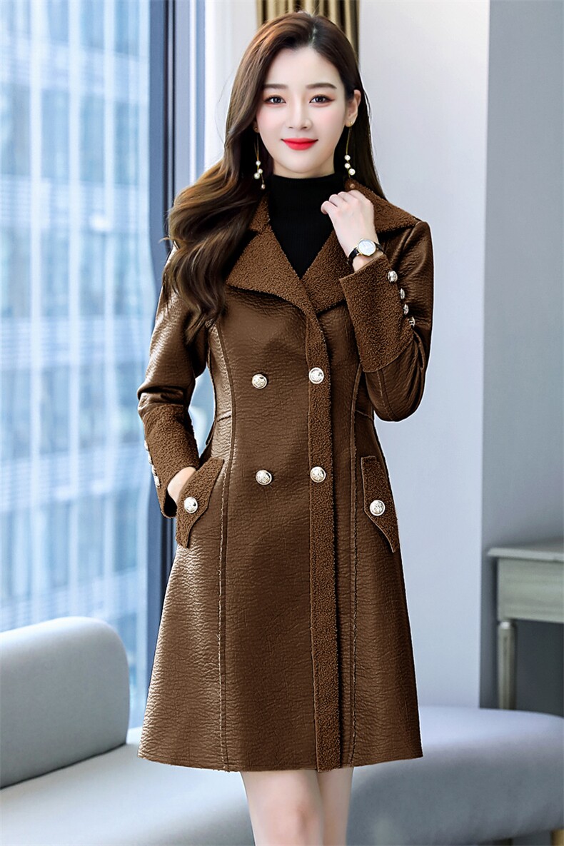 2021时尚洋气个性柔软百搭潮流拼接仿羊羔毛皮毛一体送腰带外套大衣，女装皮衣，韩美纤衣