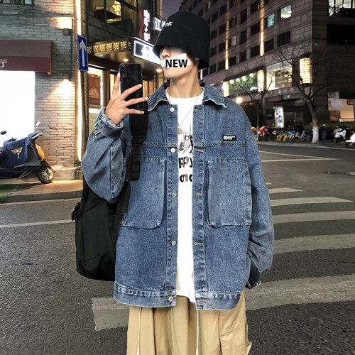 21秋装牛仔夹克机能超火外套韩版潮流工装牛仔衣A071-303-P80,男装夹克,电商A071