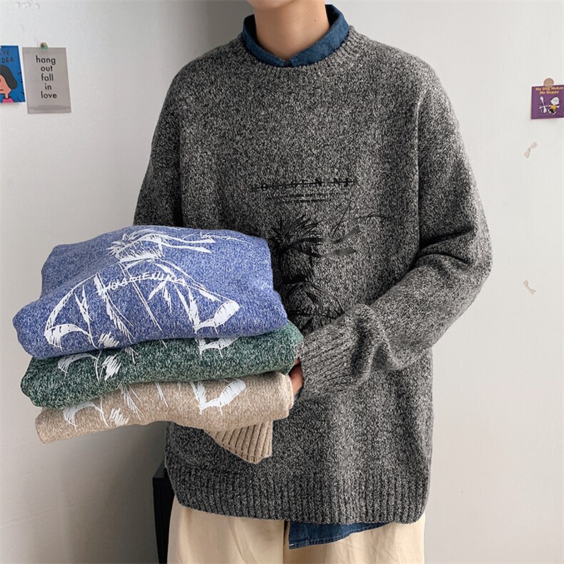 ！2023秋冬新款男士卡通印花圆领毛衣加厚品质针织衫M211P45,男装针织衫/毛衣,电商B220