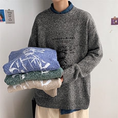 ！2023秋冬新款男士卡通印花圆领毛衣加厚品质针织衫M211P45，男装针织衫/毛衣，电商B220