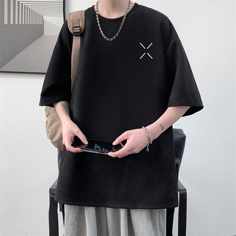 麂皮绒短袖t恤男大码半袖男 JD82305-P25图片