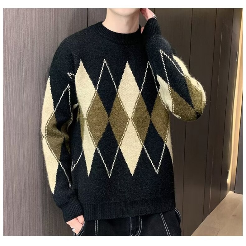 MM436-P52韩版潮流宽松港风慵懒加厚针织毛衣外套,男装针织衫/毛衣,星座617A-2