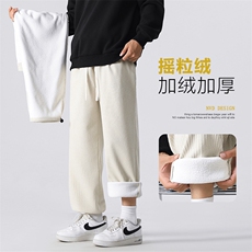 直筒休闲长裤秋冬季加绒加厚垂感运动卫裤宽松男士JR1001-特批-43，男装休闲裤，星座718-1