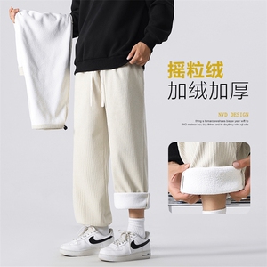 直筒休闲长裤秋冬季加绒加厚垂感运动卫裤宽松男士JR1001-特批-43图片