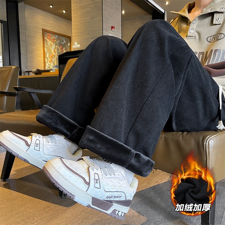 薄款改加绒特批P33无差价冬加绒青少年灯芯绒阔腿裤男K1994J加绒,男装休闲裤,电商A001-1