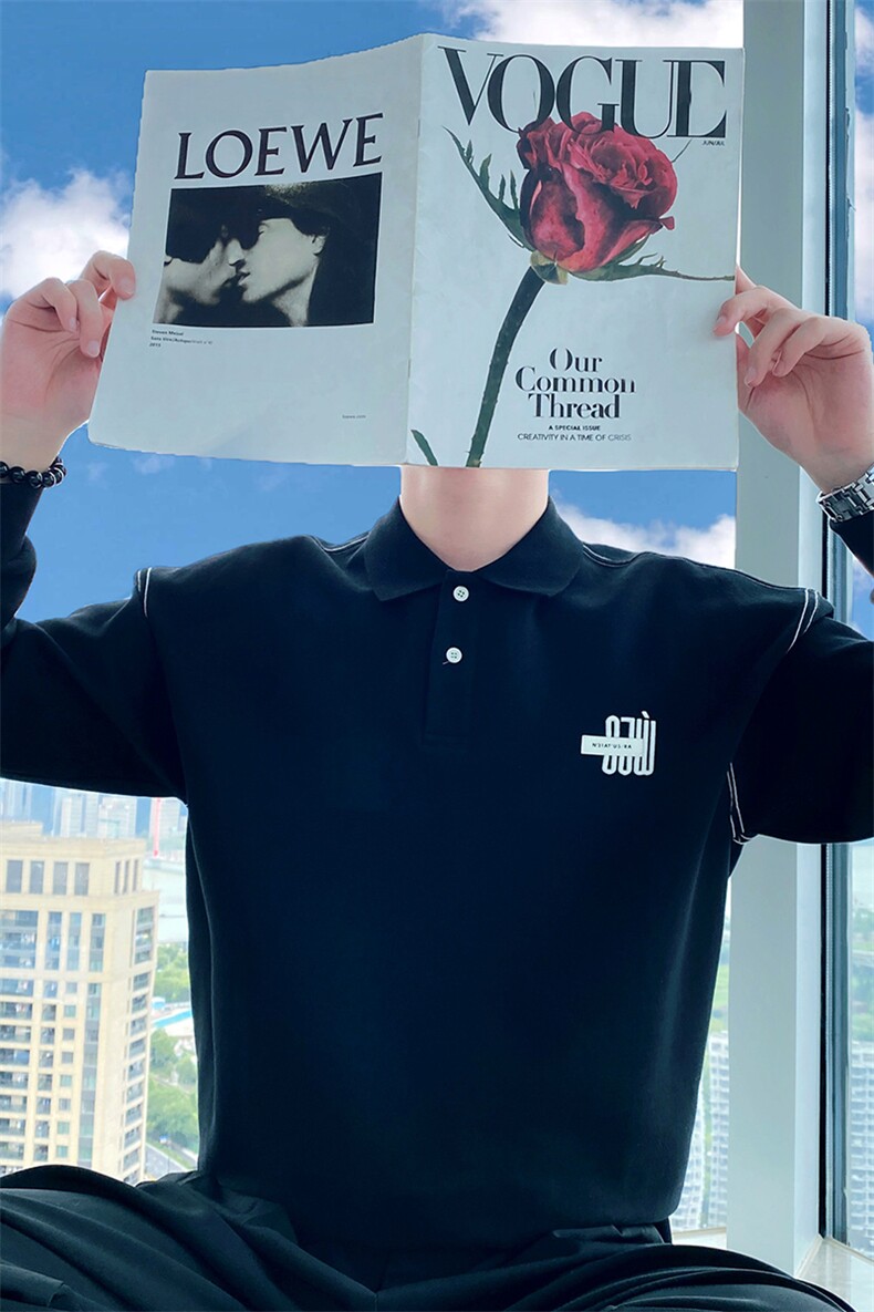 AW15/P78控108秋季社会小伙polo衫领炸街痞帅套头长袖卫衣男黑首2,男装卫衣,星座305B-1