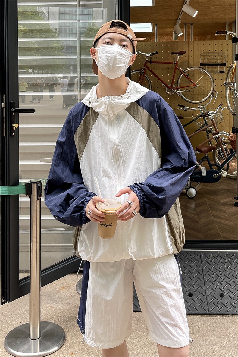 防晒服套装男夏季运动风拼色时尚防晒衣夹克衫XZ514-2-1608-P98,男装防晒衣,星座514-2(原B239)