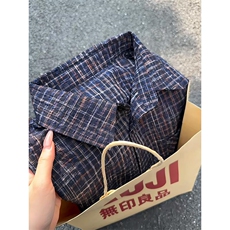 秋季泡泡纱纹理感多巴胺格子翻领大码衬衫外套男C5469-特P38控75，男装衬衫，电商A001