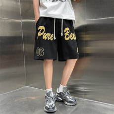 品质夏麂皮绒字母发泡短裤休闲五分裤JDK233-P40控58，男装休闲裤，电商B370