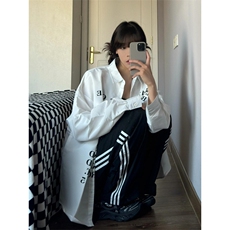 【有货】白色衬衫男女款春秋季设计感字母长袖衬衣外套1288CC-P39，男装衬衫，星座1007（原301D）