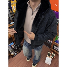 现货高品质美式冬季重磅座山雕大毛毛领pu皮棉衣男女加厚外套，男装皮衣，电商A486-1