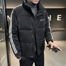 特价男士白鸭绒羽绒服2025冬宽松休闲立领印花外套潮8071-P100，男装羽绒服，电商A413