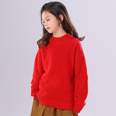 秋冬女时尚百搭休闲简约蝴蝶儿童羊绒衫，童装儿童羊绒衫，阿古朵