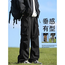 秋季美式宽松工装裤机能时尚百搭直筒宽松休闲裤K210-特批-35，男装休闲裤，星座718-1