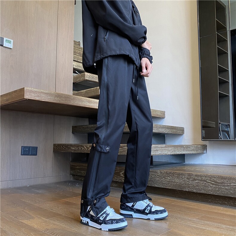 新款冲锋裤潮流拉链设计高街百搭微喇裤B315-K23377-P45控58,男装休闲裤,电商B315
