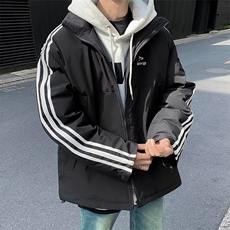 棉服男韩版潮流高街帅条纹加厚保暖2024冬季ins棉衣外套MF113-P82，男装棉衣，星座412-3